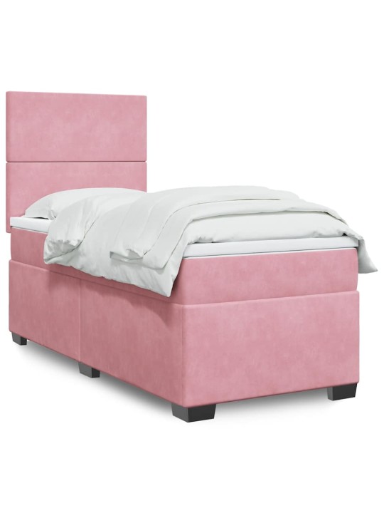 Box spring postel s matrací růžová 100x200 cm samet