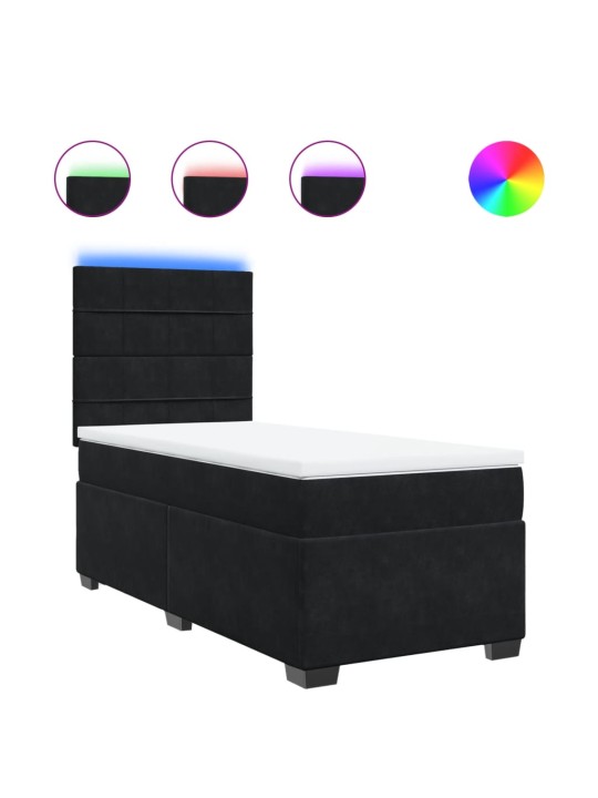 Box spring postel s matrací černá 100x200 cm samet