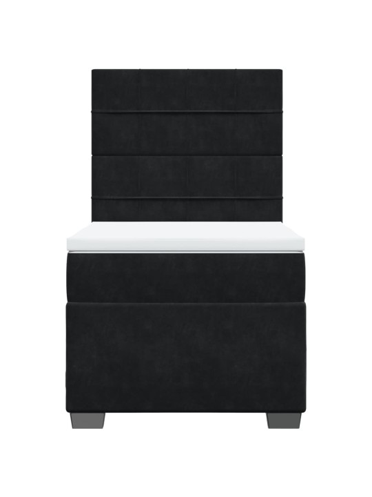 Box spring postel s matrací černá 100x200 cm samet