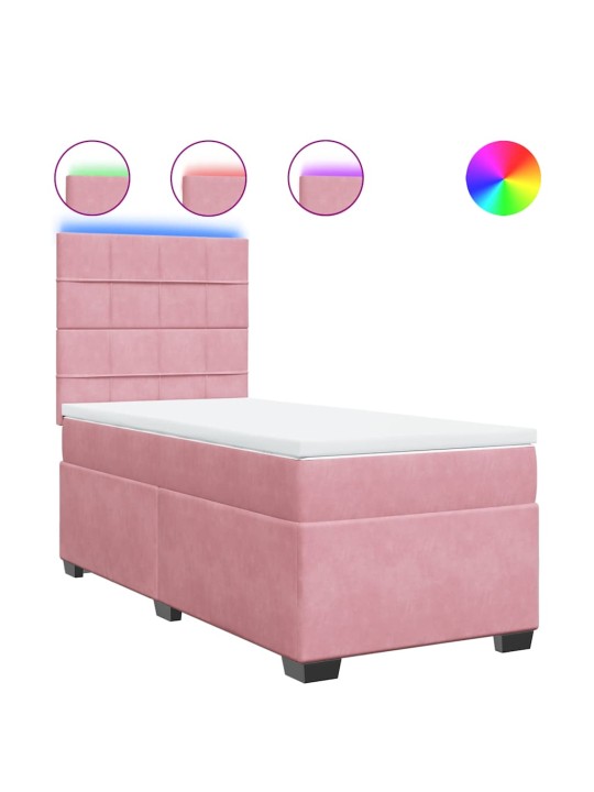 Box spring postel s matrací růžová 100x200 cm samet