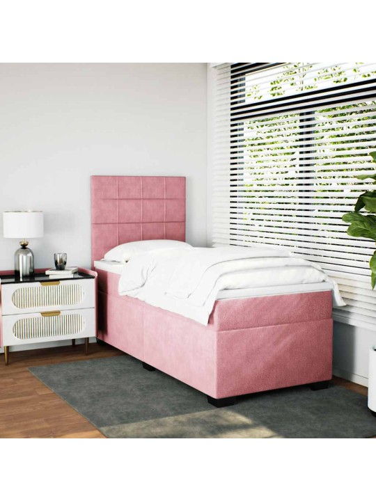 Box spring postel s matrací růžová 100x200 cm samet