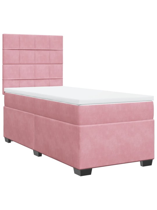 Box spring postel s matrací růžová 100x200 cm samet