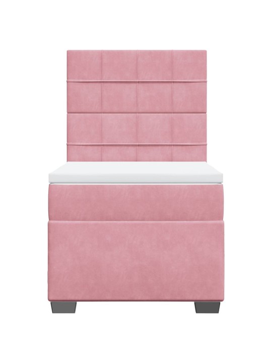 Box spring postel s matrací růžová 100x200 cm samet