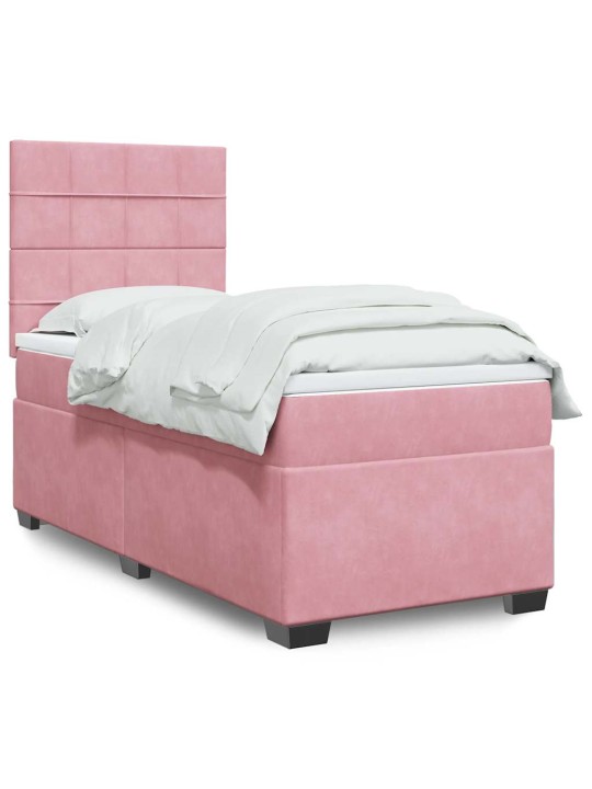 Box spring postel s matrací růžová 100x200 cm samet
