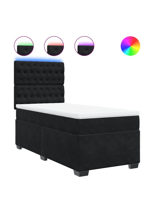 Box spring postel s matrací černá 100x200 cm samet