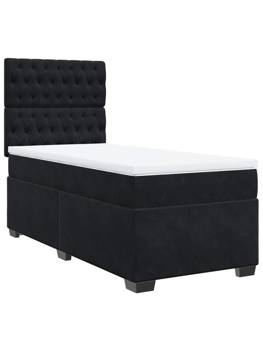 Box spring postel s matrací černá 100x200 cm samet