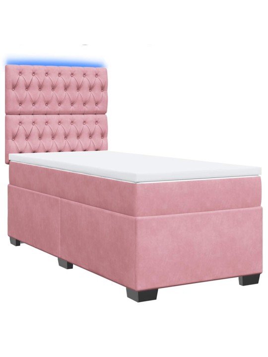 Box spring postel s matrací růžová 100x200 cm samet