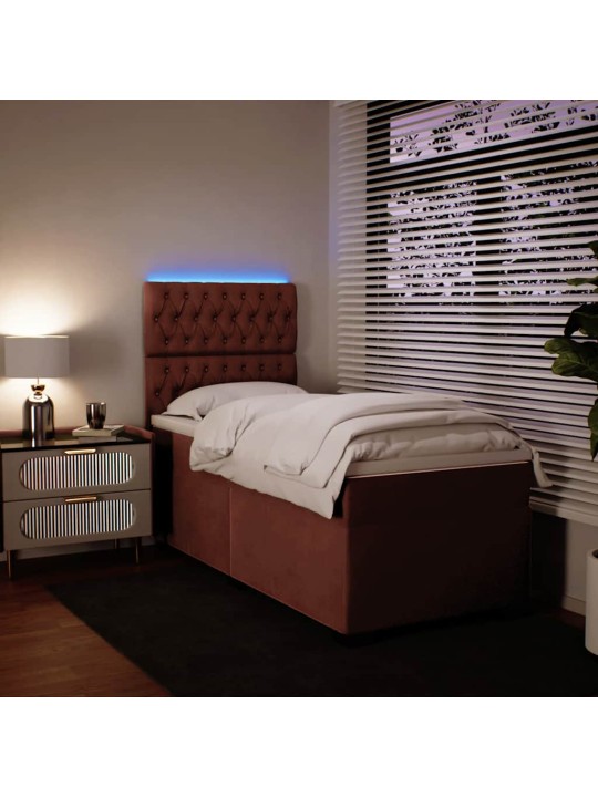 Box spring postel s matrací růžová 100x200 cm samet
