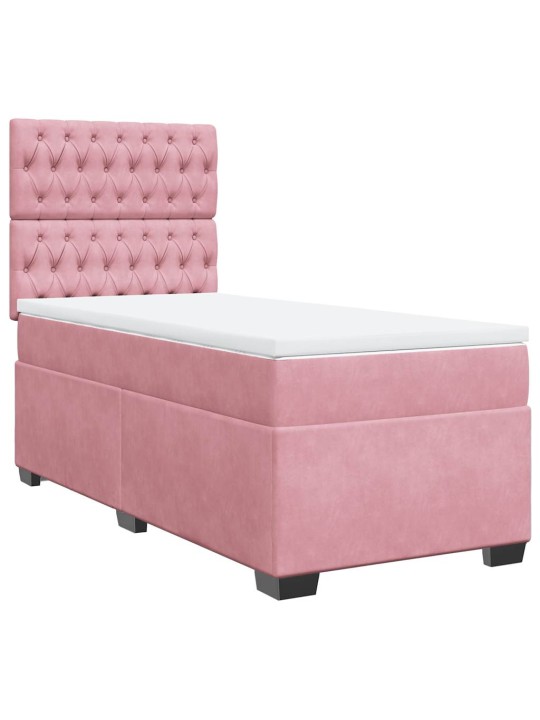 Box spring postel s matrací růžová 100x200 cm samet