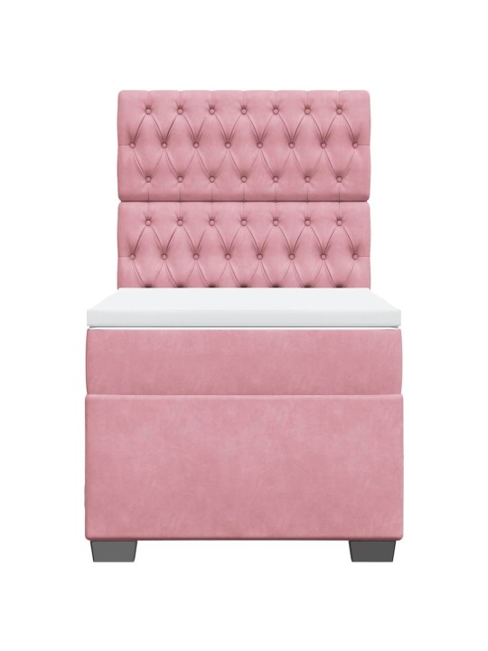 Box spring postel s matrací růžová 100x200 cm samet