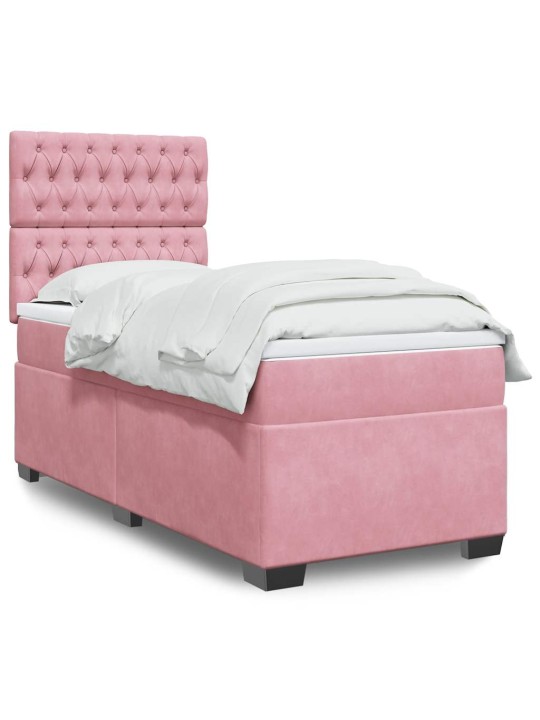 Box spring postel s matrací růžová 100x200 cm samet