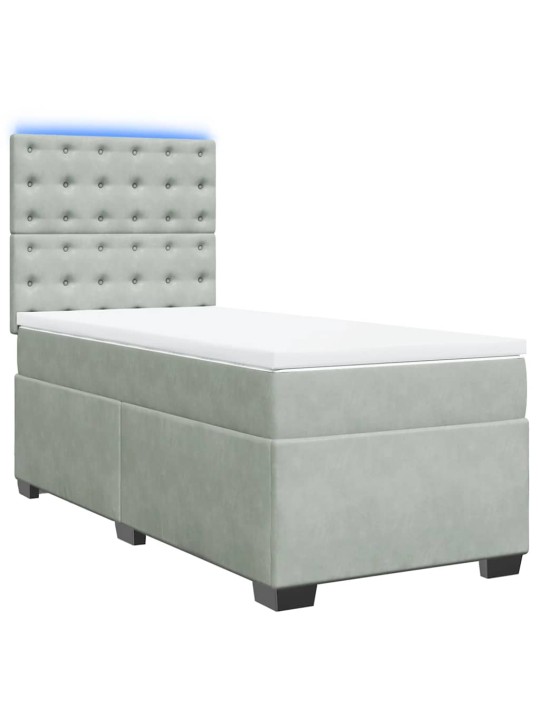 Box spring postel s matrací světle šedá 100x200 cm samet