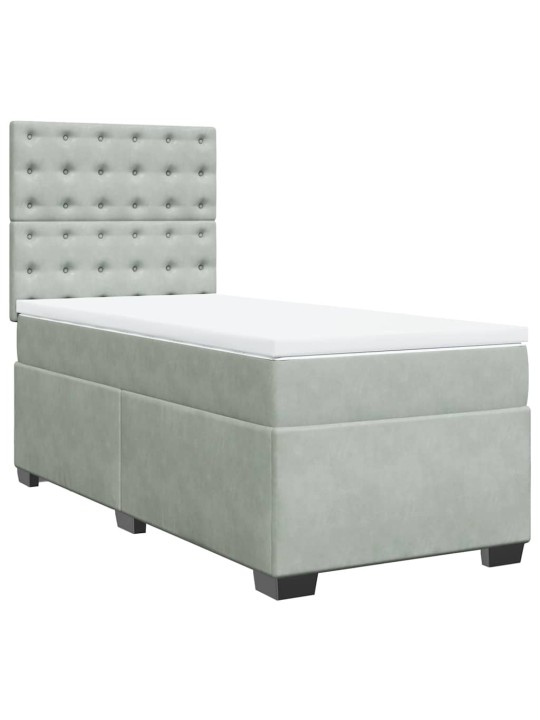 Box spring postel s matrací světle šedá 100x200 cm samet