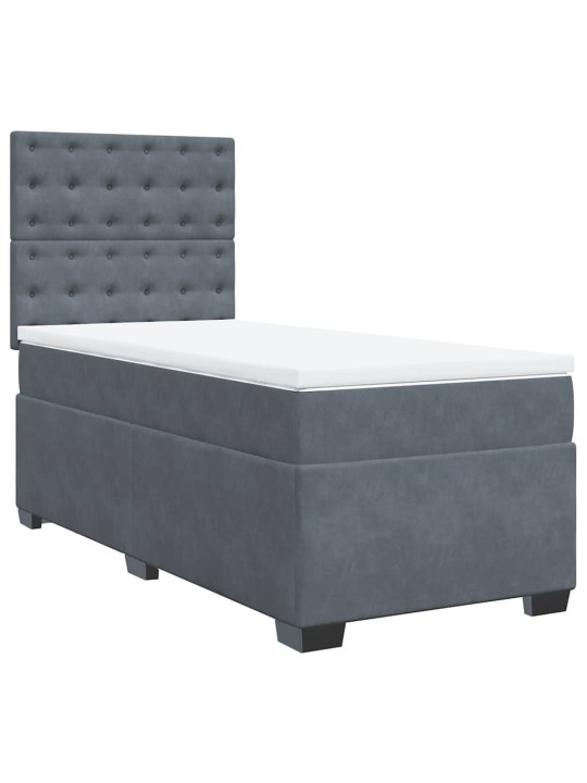 Box spring postel s matrací tmavě šedá 100x200 cm samet