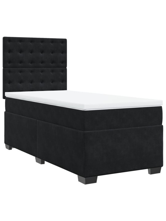 Box spring postel s matrací černá 100x200 cm samet