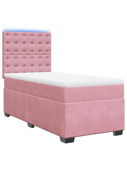 Box spring postel s matrací růžová 100x200 cm samet