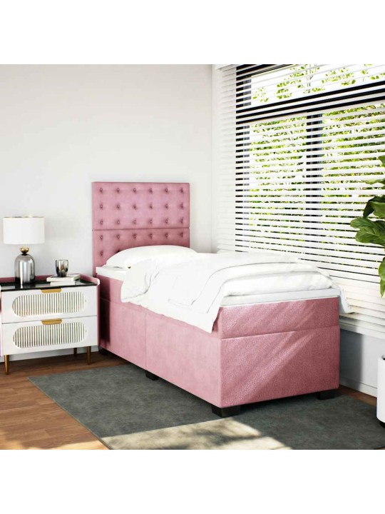 Box spring postel s matrací růžová 100x200 cm samet