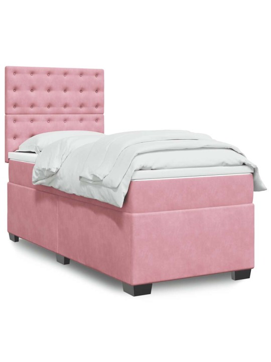 Box spring postel s matrací růžová 100x200 cm samet