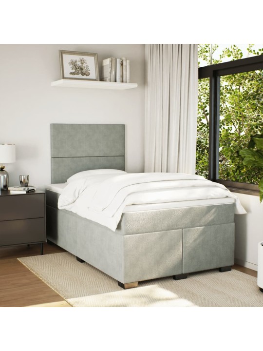 Box spring postel s matrací světle šedá 120x190 cm samet