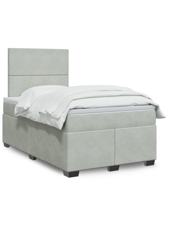 Box spring postel s matrací světle šedá 120x190 cm samet