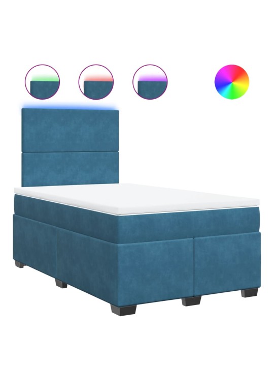 Box spring postel s matrací modrá 120 x 190 cm samet