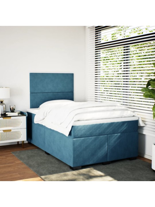 Box spring postel s matrací modrá 120 x 190 cm samet