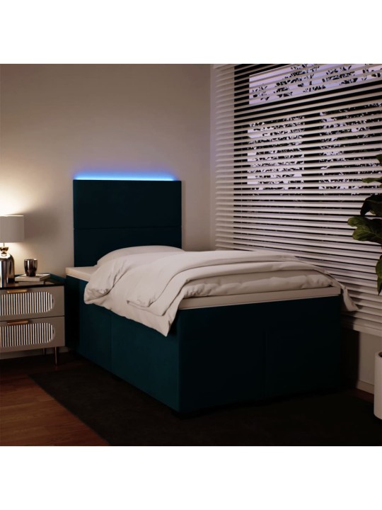 Box spring postel s matrací modrá 120 x 190 cm samet