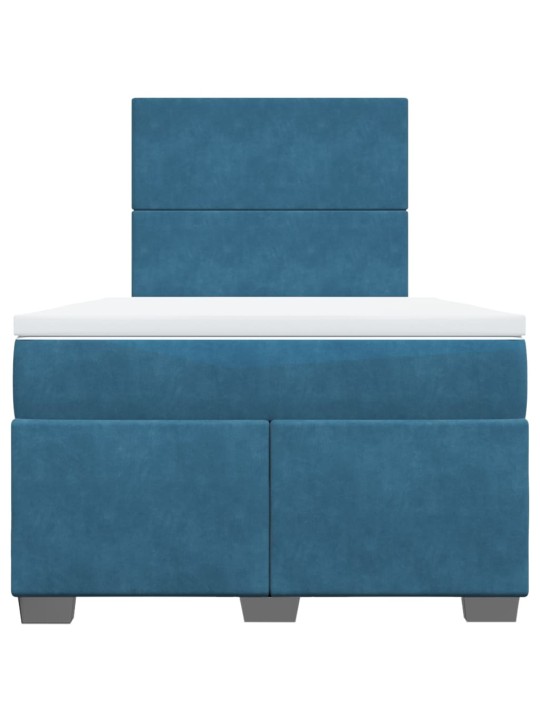 Box spring postel s matrací modrá 120 x 190 cm samet