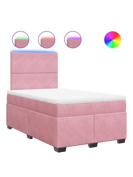 Box spring postel s matrací růžová 120x190 cm samet