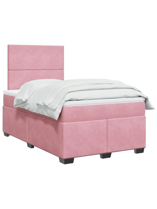 Box spring postel s matrací růžová 120x190 cm samet