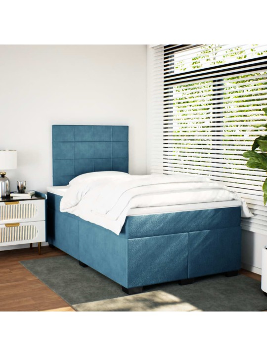 Box spring postel s matrací modrá 120 x 190 cm samet