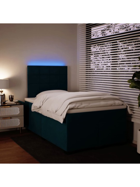 Box spring postel s matrací modrá 120 x 190 cm samet