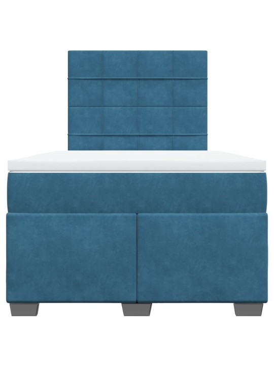 Box spring postel s matrací modrá 120 x 190 cm samet