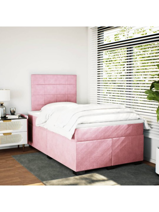 Box spring postel s matrací růžová 120x190 cm samet