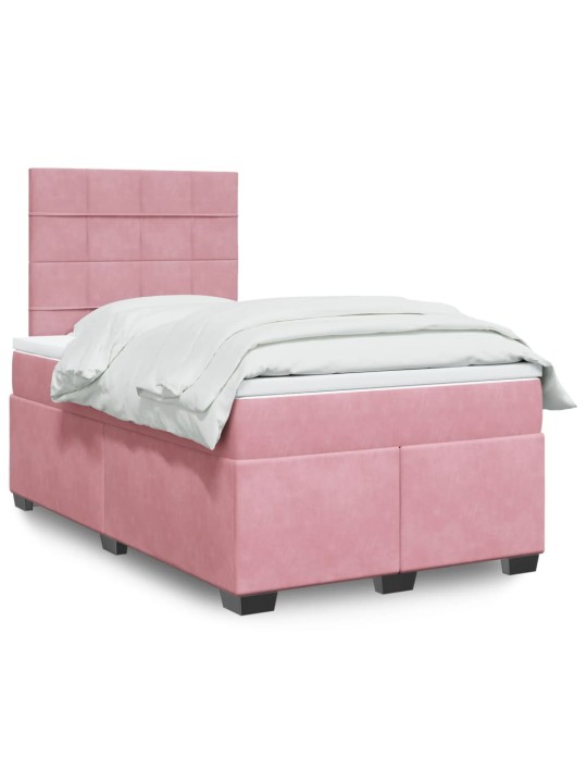 Box spring postel s matrací růžová 120x190 cm samet