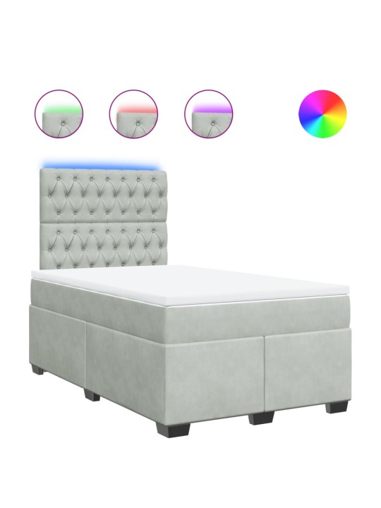 Box spring postel s matrací světle šedá 120x190 cm samet