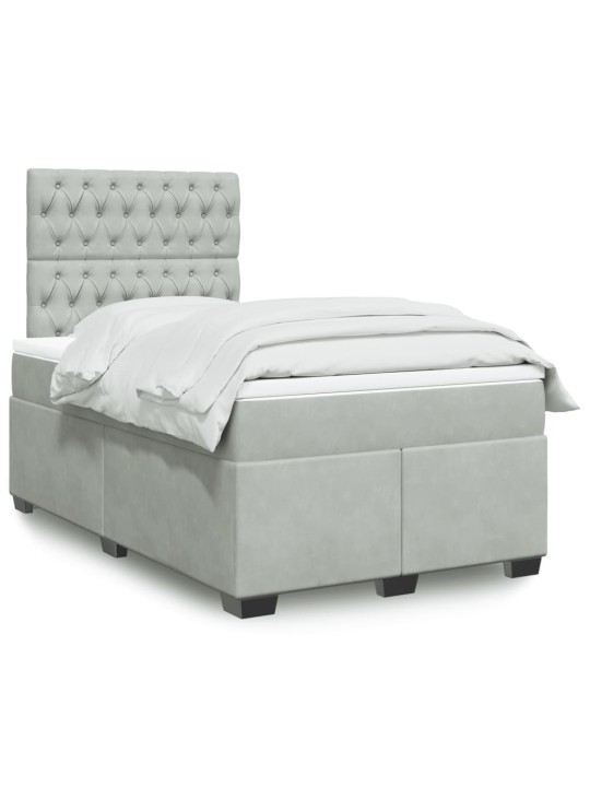 Box spring postel s matrací světle šedá 120x190 cm samet