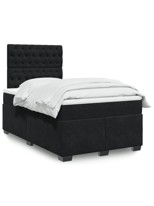 Box spring postel s matrací černá 120 x 190 cm samet