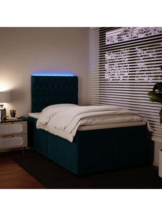 Box spring postel s matrací modrá 120 x 190 cm samet