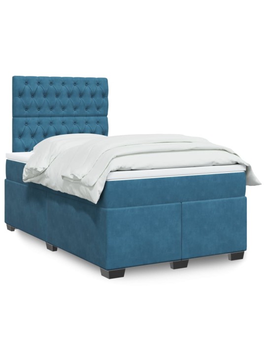 Box spring postel s matrací modrá 120 x 190 cm samet