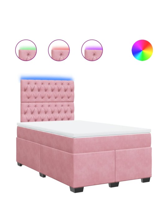 Box spring postel s matrací růžová 120x190 cm samet