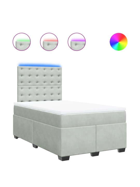 Box spring postel s matrací světle šedá 120x190 cm samet