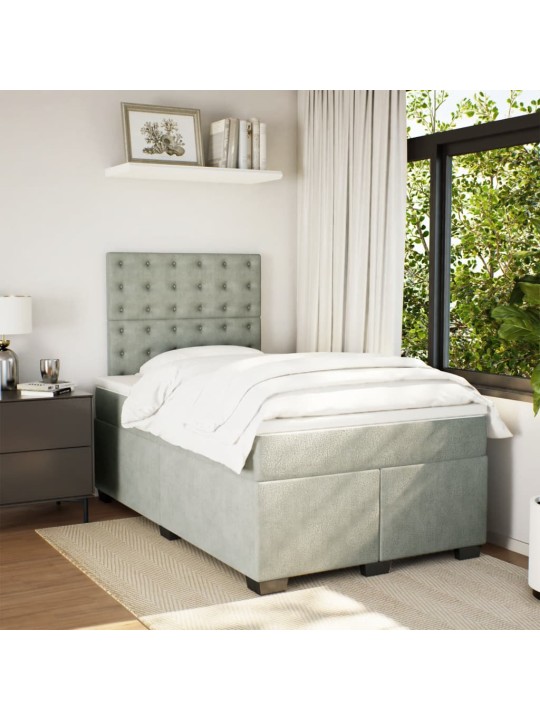 Box spring postel s matrací světle šedá 120x190 cm samet