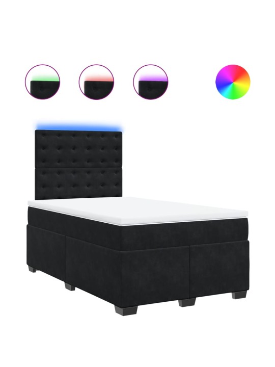 Box spring postel s matrací černá 120 x 190 cm samet