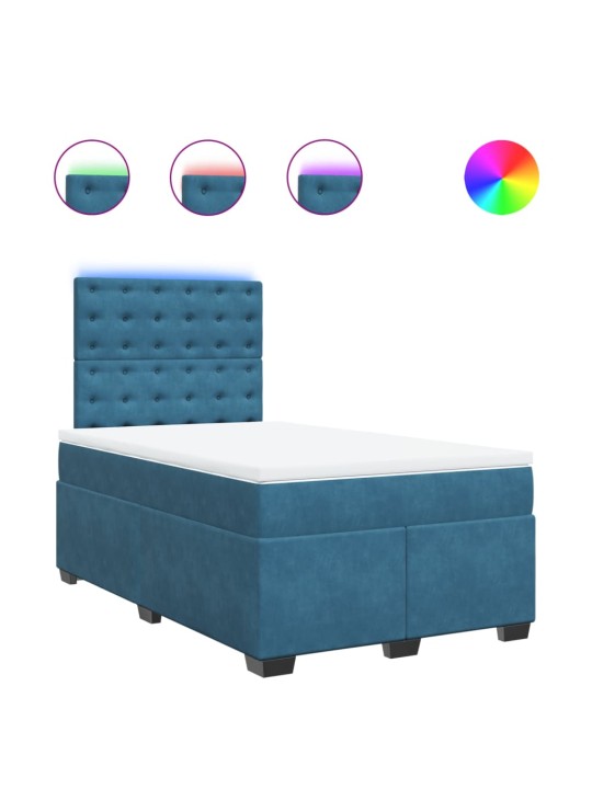 Box spring postel s matrací modrá 120 x 190 cm samet