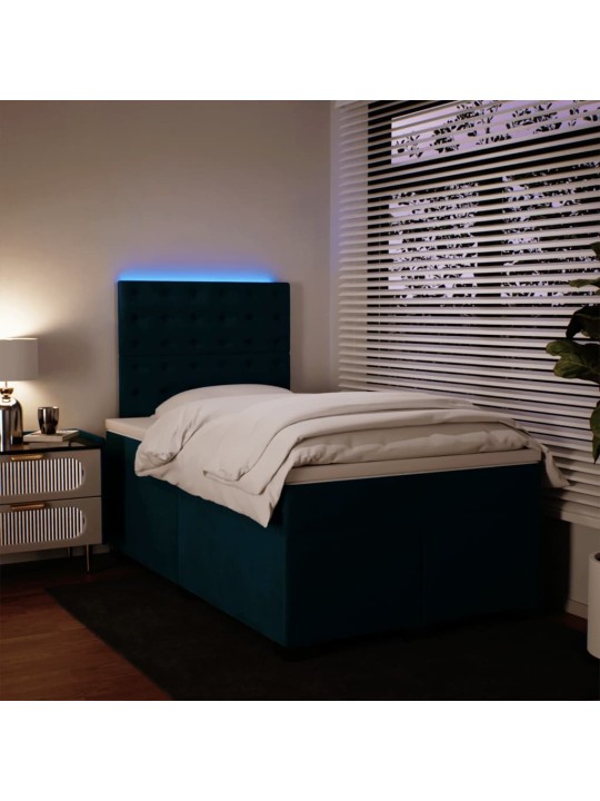 Box spring postel s matrací modrá 120 x 190 cm samet
