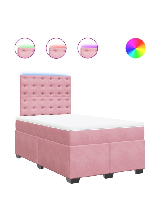 Box spring postel s matrací růžová 120x190 cm samet