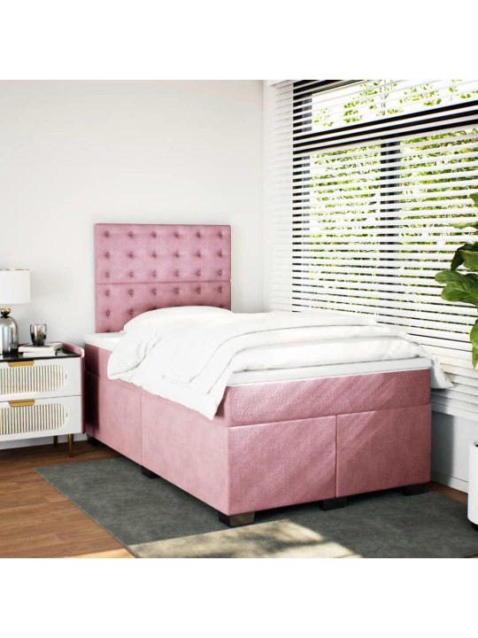 Box spring postel s matrací růžová 120x190 cm samet