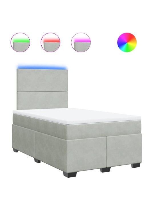 Box spring postel s matrací světle šedá 120 x 200 cm samet