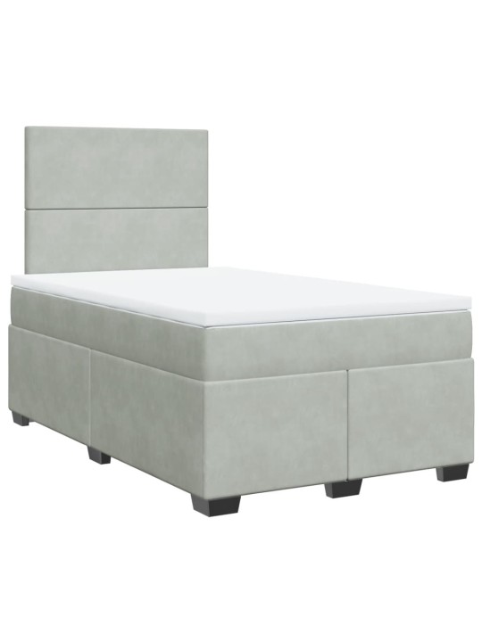 Box spring postel s matrací světle šedá 120 x 200 cm samet